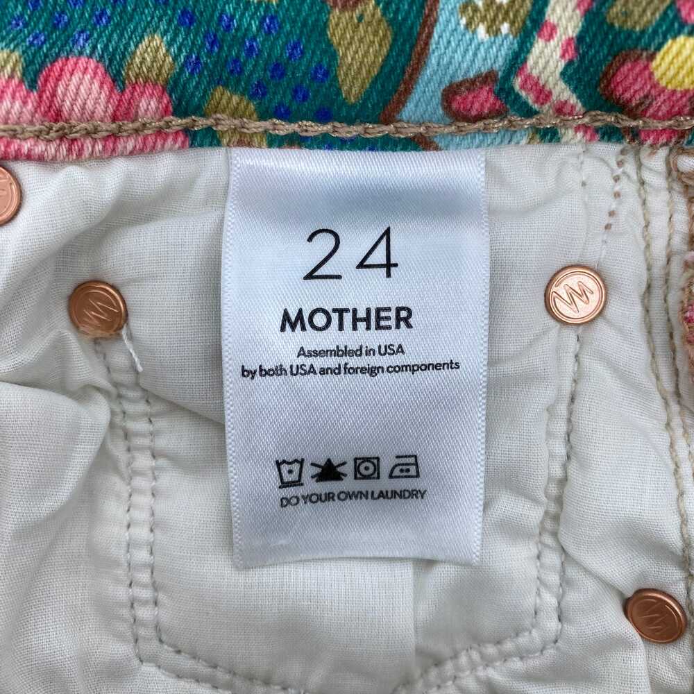 MOTHER Green Pink High Rise Jeans Floral Rambler Zip Ankle | Womens 24 - Picture 3 of 10